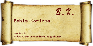Bahis Korinna névjegykártya